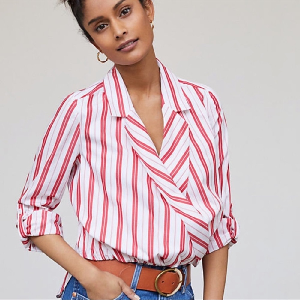 NWOT Harshman Striped Surplus Blouse